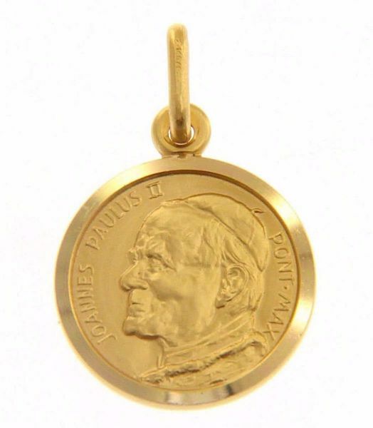 Imagen de Santo Papa Juan Pablo II Ioannes Paulus II Pontifex Maximus Medalla Sagrada Colgante redonda Acuñación gr 2,7 Oro amarillo 18kt Unisex Mujer Hombre 