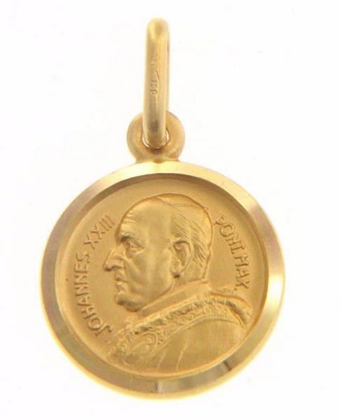 Imagen de Santo Papa Juan XXIII Joannes XXIII Pontifex Maximus Medalla Sagrada Colgante redonda Acuñación gr 2,1 Oro amarillo 18kt Unisex Mujer Hombre 