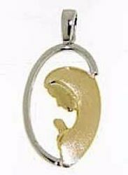 Picture of Stylized Madonna in prayer Oval Pendant gr 2 Bicolour yellow white Gold 18k for Woman 