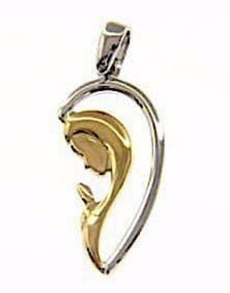 Picture of Stylized Madonna in prayer Oval Pendant gr 1,4 Bicolour yellow white Gold 18k for Woman 
