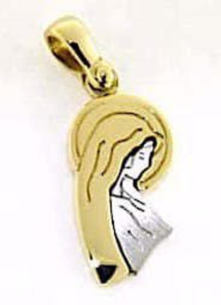 Immagine di Madonna in preghiera Ciondolo Pendente gr 2,3 Bicolore Oro giallo bianco 18kt da Donna 