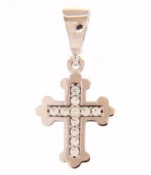 Immagine di Croce doppia trilobata punti luce Ciondolo Pendente gr 0,85 Oro bianco 18kt con Zirconi da Donna 