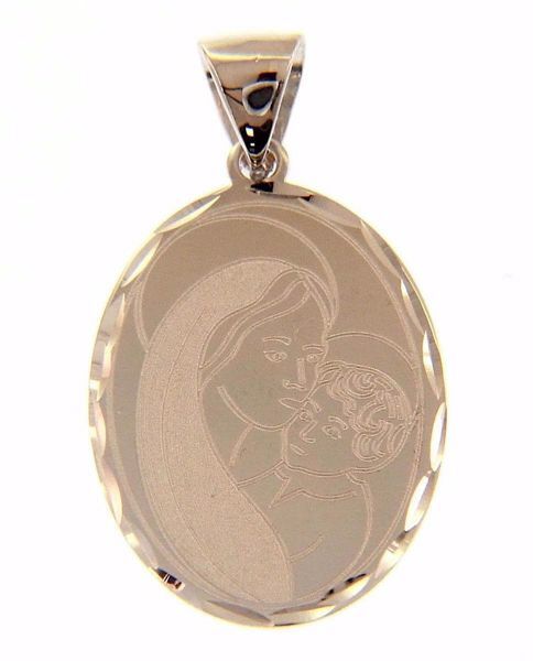 Picture of Madonna and Child Oval Pendant gr 1,9 White Gold 18k with decorated edge for Woman 