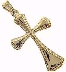Picture of Rounded Cross with carved Edge Pendant gr 1,45 Yellow Gold 18k Hollow Tube for Woman 