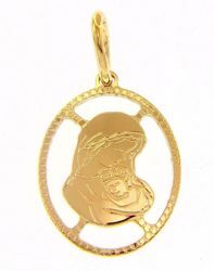 Picture of Perforated Madonna and Child Oval Pendant gr 0,95 Yellow Gold 18k with diamond edge for Woman 