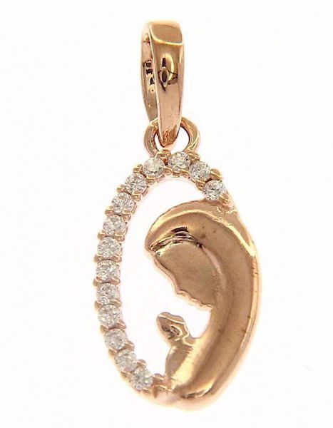 Imagen de Colgante Virgen María gr 1 oro rosa 18k y zircones