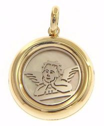 Immagine di Angelo di Raffaello stilizzato Ciondolo Pendente gr 2 Bicolore Oro giallo bianco 18kt Donna Bimba Bimbo