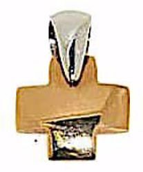Immagine di Croce bombata quadrata Ciondolo Pendente gr 2,3 Bicolore Oro massiccio rosa bianco 18kt da Donna 