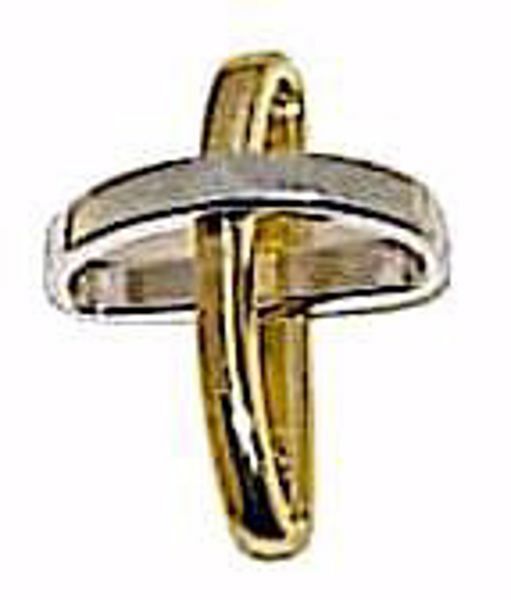 Immagine di Croce con bracci ad anello Ciondolo Pendente gr 1,15 Bicolore Oro giallo bianco 18kt da Donna 