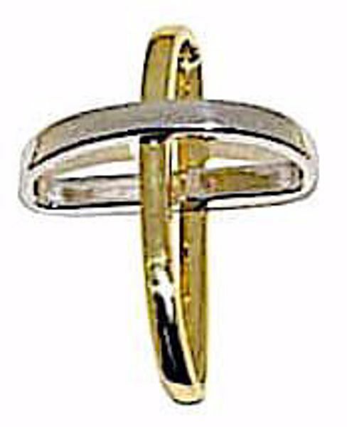 Immagine di Croce con bracci ad anello Ciondolo Pendente gr 1,6 Bicolore Oro giallo bianco 18kt da Donna 