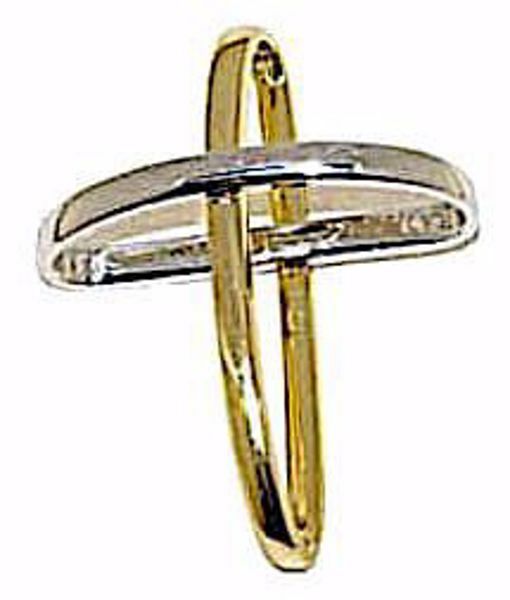 Immagine di Croce con bracci ad anello Ciondolo Pendente gr 1,8 Bicolore Oro giallo bianco 18kt da Donna 