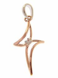 Picture of Brilliant-cut design Cross with bezel and Light Spots Pendant gr 0,9 Bicolour rose white Gold 18k with Zircons for Woman 