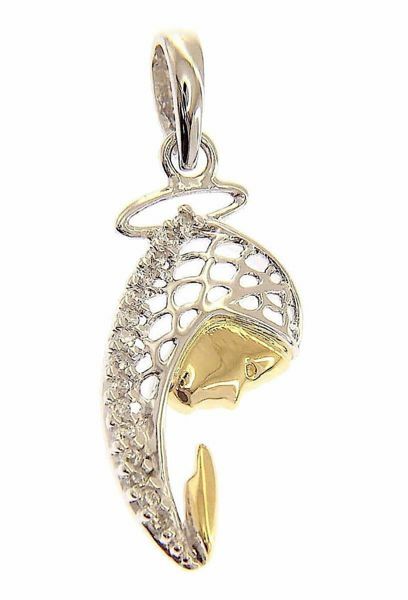 Picture of Madonna in prayer with Light Spots Pendant gr 1,15 Bicolour yellow white Gold 18k with Zircons for Woman 