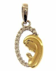 Picture of Madonna praying with Light Spots Oval Pendant gr 1,1 Bicolour yellow white Gold 18k with Zircons for Woman 