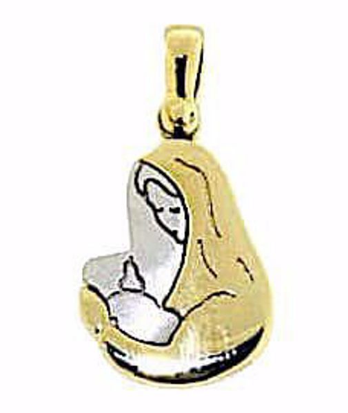 Imagen de Madonna Virgen con el Niño Colgante gr 2,9 Bicolor Oro blanco amarillo 18kt para Mujer 