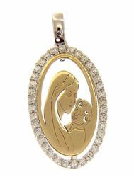 Imagen de Madonna Virgen con el Niño con puntos de Luz Colgante oval gr 1,8 Bicolor Oro blanco amarillo 18kt con Zircones para Mujer 