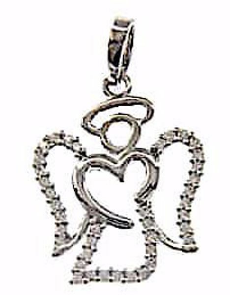 Picture of Angel of the Heart with Light Spots Pendant gr 2 White Gold 18k with Zircons for Woman