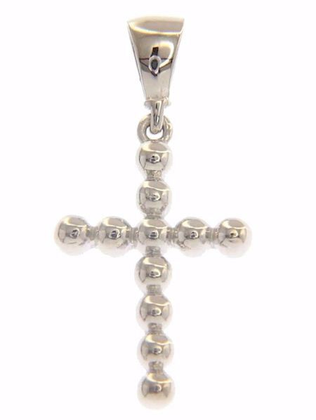 Immagine di Croce 11 sfere Ciondolo Pendente gr 1,15 Oro bianco massiccio 18kt con Sfere lisce da Donna 