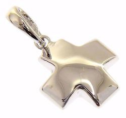 Picture of Small square convex Cross Pendant gr 1,1 White Gold 18k Hollow Tube for Woman 