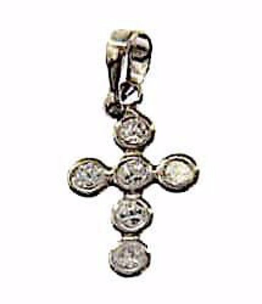 Immagine di Croce con 6 punti luce Ciondolo Pendente gr 0,7 Oro bianco 18kt con Zirconi da Donna 