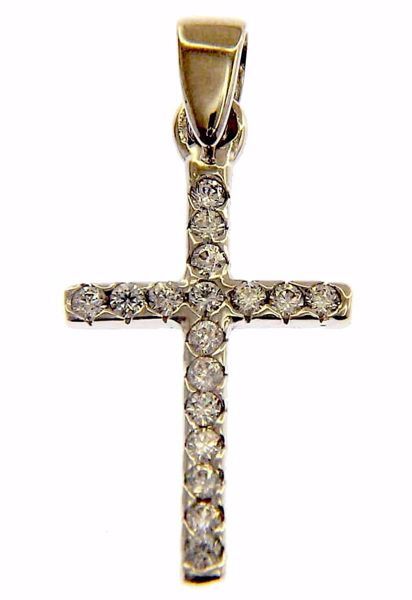 Picture of Straight Cross with Light Spots Pendant gr 1,05 White Gold 18k with Zircons for Woman 
