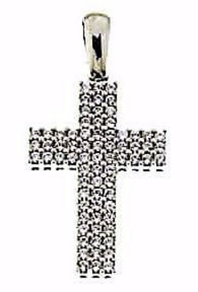 Immagine di Croce dritta con punti luce Ciondolo Pendente gr 3 Oro bianco 18kt con Zirconi da Donna 