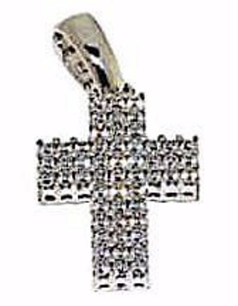 Immagine di Croce dritta con punti luce Ciondolo Pendente gr 2,4 Oro bianco 18kt con Zirconi da Donna 