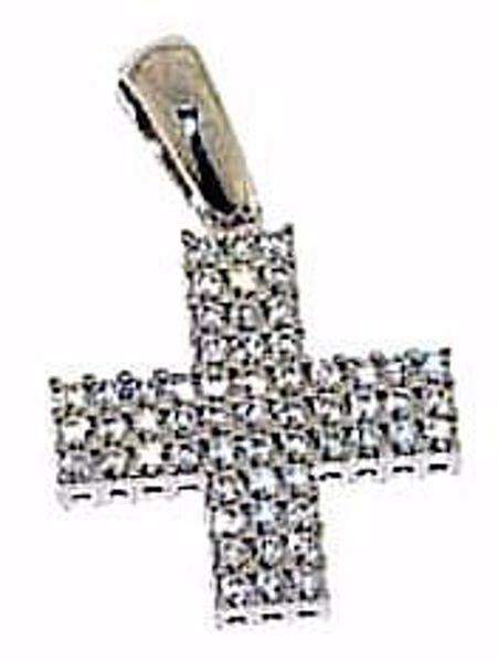 Immagine di Croce quadrata con punti luce Ciondolo Pendente gr 2,3 Oro bianco 18kt con Zirconi da Donna 