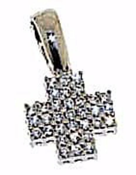 Immagine di Croce quadrata piccola con punti luce Ciondolo Pendente gr 1,7 Oro bianco 18kt con Zirconi da Donna 