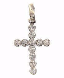 Picture of Straight Cross with 11 Light Spots Pendant gr 0,9 White Gold 18k with Zircons for Woman 