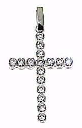 Immagine di Croce dritta 16 punti luce Ciondolo Pendente gr 1,15 Oro bianco 18kt con Zirconi da Donna 