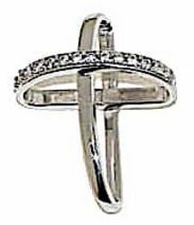 Imagen de Cruz con brazos de anillo y puntos de luz Colgante gr 1,55 Oro blanco 18kt con Zircones para Mujer 