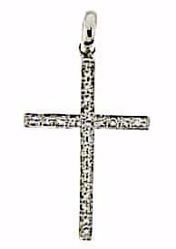 Immagine di Croce dritta con 23 punti luce Ciondolo Pendente gr 1,35 Oro bianco 18kt con Zirconi da Donna 