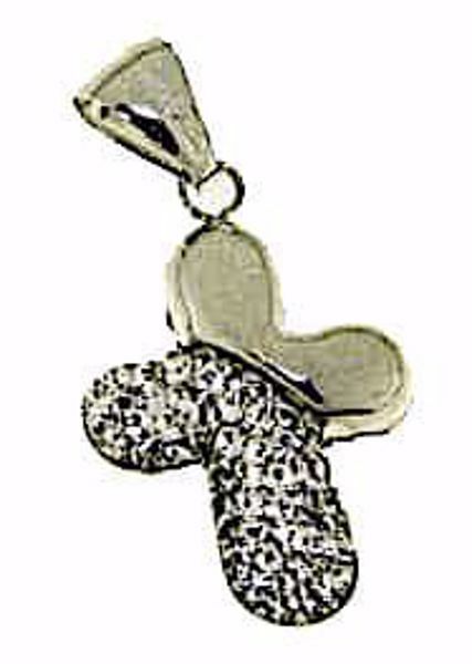 Immagine di Croce stondata con punti luce Ciondolo Pendente gr 1,1 Oro bianco 18kt con Zirconi da Donna 