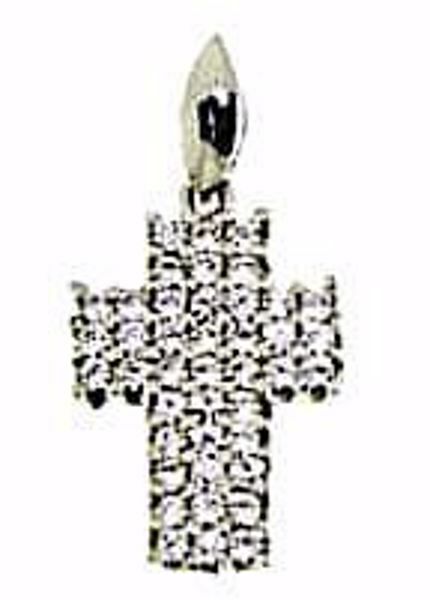 Immagine di Croce dritta con punti luce Ciondolo Pendente gr 1,9 Oro bianco 18kt con Zirconi da Donna 