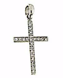 Immagine di Croce dritta con punti luce Ciondolo Pendente gr 1,15 Oro bianco 18kt con Zirconi da Donna 