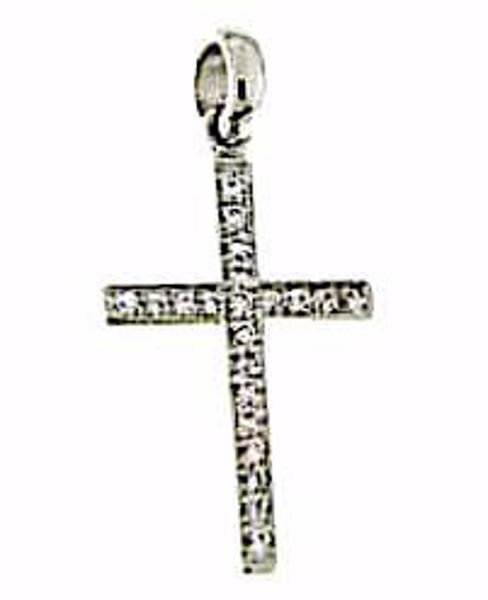 Picture of Straight Cross with Light Spots Pendant gr 1,15 White Gold 18k with Zircons for Woman 