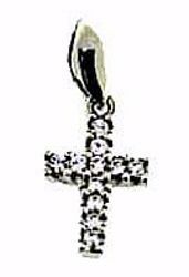 Immagine di Croce micro con 12 punti luce Ciondolo Pendente gr 0,65 Oro bianco 18kt con Zirconi da Donna 
