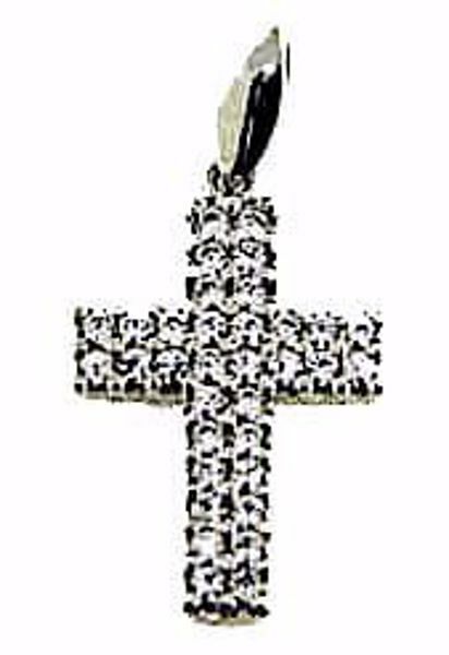 Immagine di Croce dritta con punti luce Ciondolo Pendente gr 1,1 Oro bianco 18kt con Zirconi da Donna 