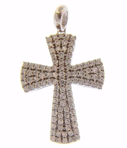 Immagine di Croce svasata punti luce Ciondolo Pendente gr 5,1 Oro bianco 18kt con Zirconi da Donna 