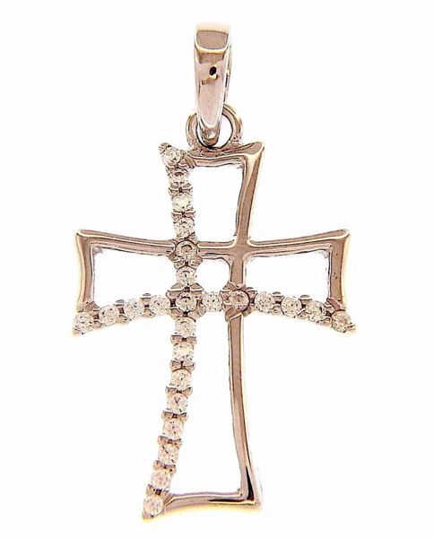 Picture of Byzantine Cross wirh Light Spots Pendant gr 1,1 White Gold 18k with Zircons for Woman 
