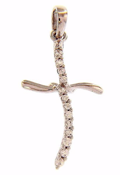 Picture of Modern Design Cross with Light Spots Pendant gr 0,9 White Gold 18k with Zircons for Woman 
