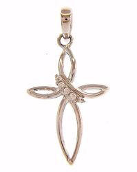 Picture of Flower Cross with Light Spots Pendant gr 0,9 White Gold 18k with Zircons for Woman 