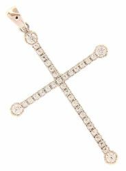 Immagine di Croce sottile dritta 4 castoni e punti luce Ciondolo Pendente gr 2 Oro bianco 18kt con Zirconi da Donna 