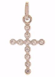 Picture of Straight Cross with 11 Light Spots Pendant gr 0,8 White Gold 18k with Zircons for Woman 