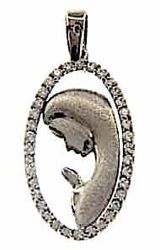 Picture of Madonna praying with Light Spots Oval Pendant gr 2,3 White Gold 18k with Zircons for Woman
