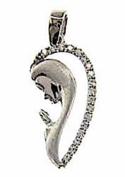 Picture of Madonna praying with Light Spots Oval Pendant gr 1,6 White Gold 18k with Zircons for Woman 