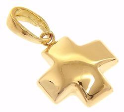 Picture of Small square convex Cross Pendant gr 1,2 Yellow Gold 18k Hollow Tube for Woman 