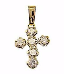 Picture of Cross with 6 Light Spots Pendant gr 0,85 Yellow Gold 18k with Zircons for Woman 