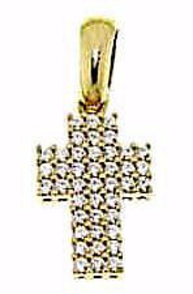 Immagine di Croce dritta con punti luce Ciondolo Pendente gr 1,9 Oro giallo 18kt con Zirconi da Donna 
